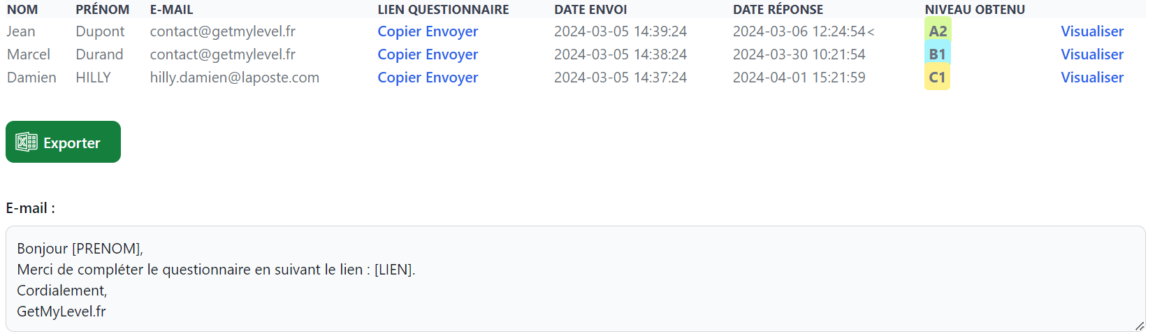 Envoyez votre questionnaire