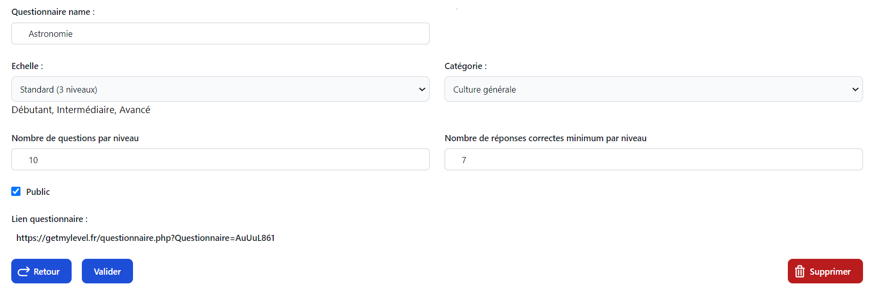 Créez votre questionnaire