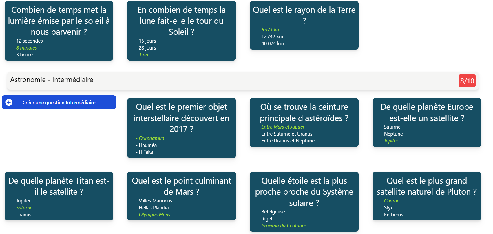 Ajoutez vos questions